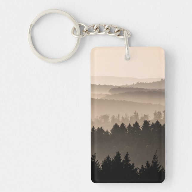 Hazy Woodland Hills Landscape Photo Key Ring (Front)