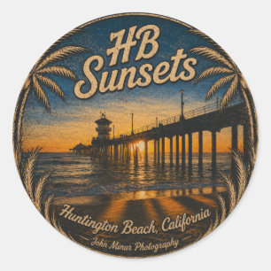 HB Sunsets (Stickers) John Minar Photography Classic Round Sticker