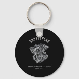 HD Motorcycle Vtwin Shovelhead Engine Drawing Bike Key Ring