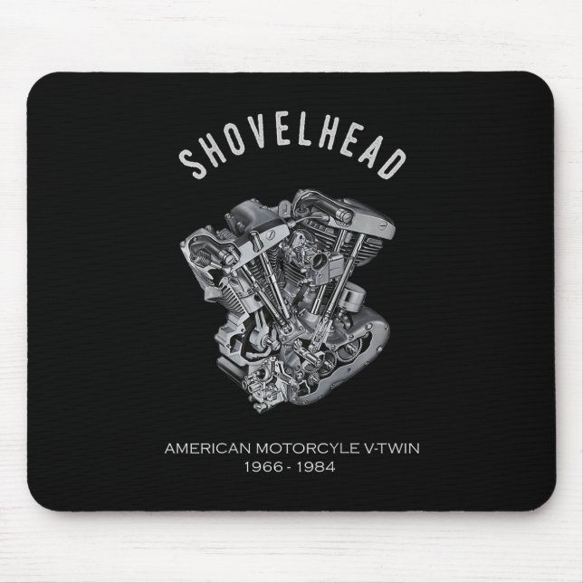 HD Motorcycle Vtwin Shovelhead Engine Drawing Bike Mouse Pad (Front)