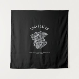 HD Motorcycle Vtwin Shovelhead Engine Drawing Bike Tapestry