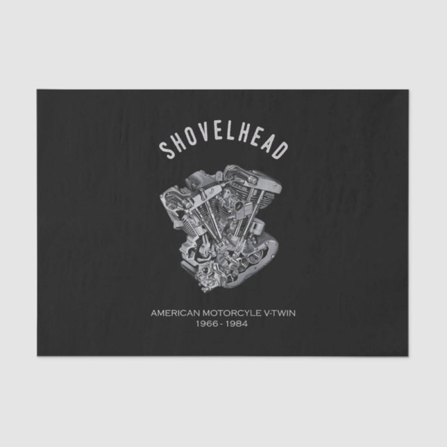 HD Motorcycle Vtwin Shovelhead Engine Drawing Bike Tissue Paper (Front)