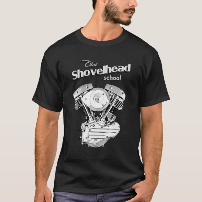 Hd Shovelhead Motorcycle Flh Engine Motor Biker T-Shirt (Front)