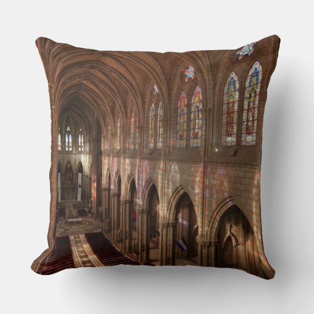 HDR image of Basilica interior, Quito, Ecuador Cushion (Front)