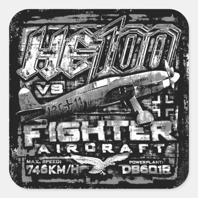 He 100 V8 Square Sticker (Front)