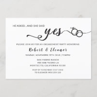 He Asked and She Said Yes Engagement Invitation