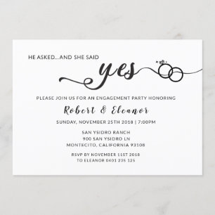 He Asked and She Said Yes Engagement Invitation