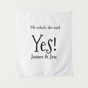 He asked she said yes engagement party name simple tapestry