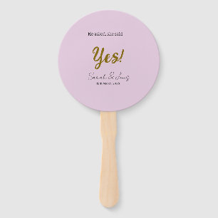 He asked she said yes engagement simple gold purpl hand fan