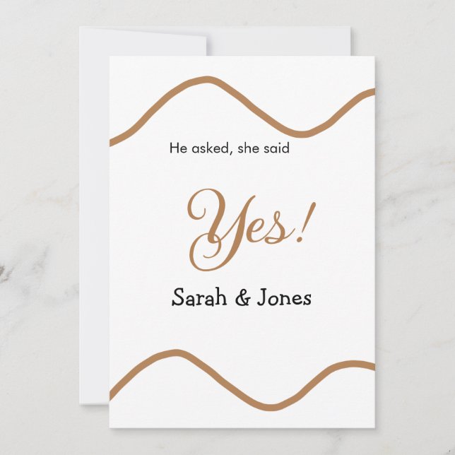 He asked she said yes engagement simple minimal  (Front)