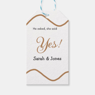He asked she said yes engagement simple minimal gift tags