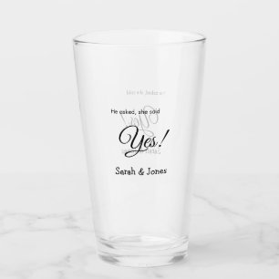 He asked she said yes engagement simple minimal glass