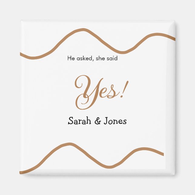 He asked she said yes engagement simple minimal  magnet (Front)