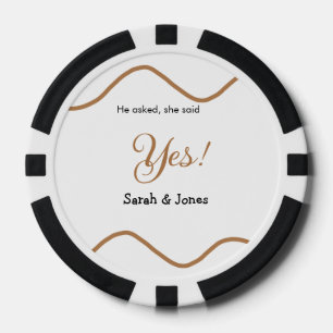 He asked she said yes engagement simple minimal poker chips