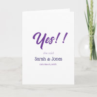 He asked she said yes engagement simple purple bol