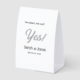 He asked she said yes engagement simple silver dat
