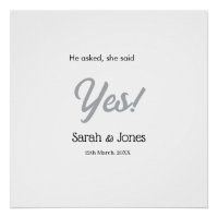 He asked she said yes engagement simple silver dat