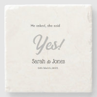He asked she said yes engagement simple silver dat