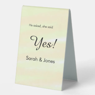 He asked she said yes engagement yellow pastel