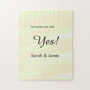 He asked she said yes engagement yellow pastel jigsaw puzzle