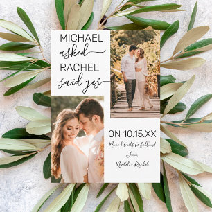 He Asked She Said Yes Simple White Engagement Anno Announcement