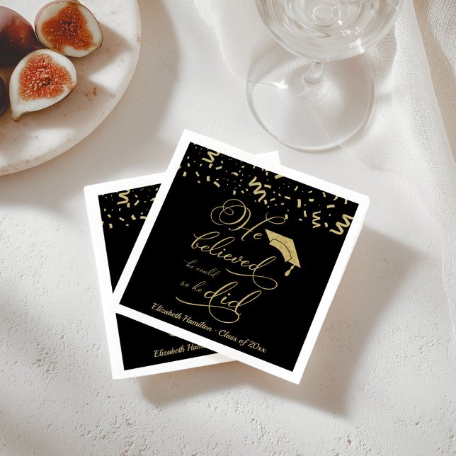 He Believed he Could So he Did Grad Party Napkin (Creator Uploaded)