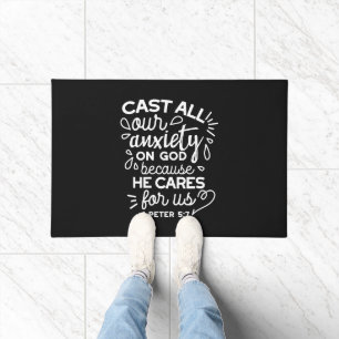 He Cares for You – Encouraging Christian Quote Doormat