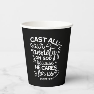 He Cares for You – Encouraging Christian Quote Paper Cups