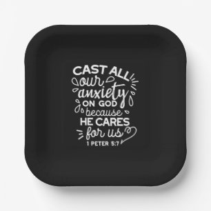 He Cares for You – Encouraging Christian Quote Paper Plate