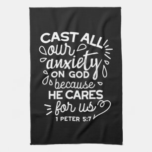 He Cares for You – Encouraging Christian Quote Tea Towel