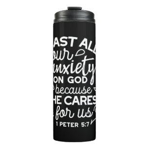 He Cares for You – Encouraging Christian Quote Thermal Tumbler