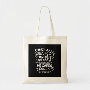 He Cares for You – Encouraging Christian Quote Tote Bag