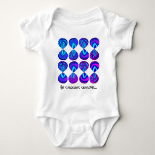 He Changes Seasons - Motivational Text Blue Purple Baby Bodysuit
