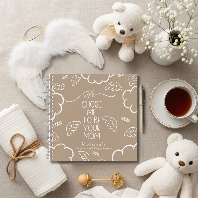 He Chose Me to Be your Mom beige pregnancy prayer Notebook (Creator Uploaded)