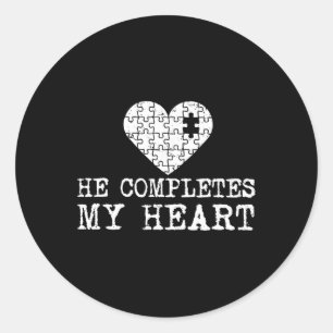 He Completes My Heart And She's Missing Piece Classic Round Sticker