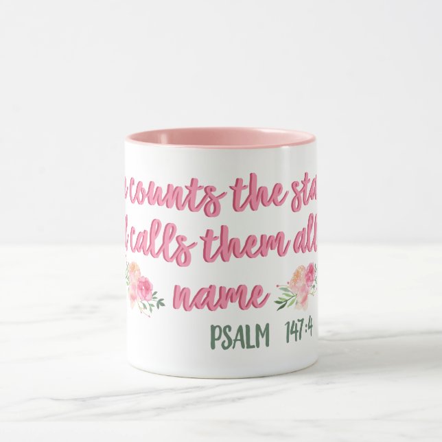 He Counts The Stars Scripture // Bible Verse Mug (Center)