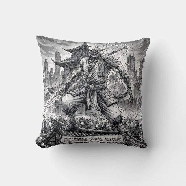 he Cybe rnetic Samurai Undead Throw Pillow (Front)