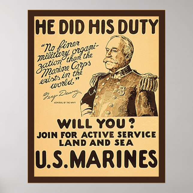 He Did His Duty ~ Vintage WW1 Poster (Front)