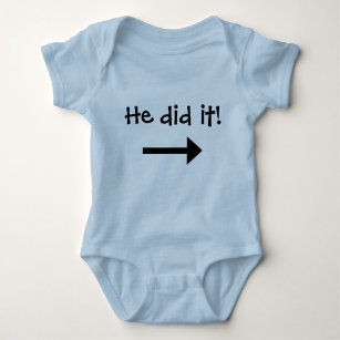 He did it! Boy left pointing arrow Baby Bodysuit