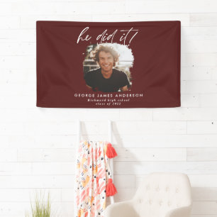 He did it charcoal geometric photo graduation ban banner