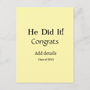 he did it congrats graduation add student name ye postcard