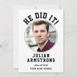 He Did It Graduation Photo QR Code 2026 Grad Party Invitation