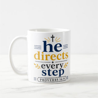 He Directs Every Step Inspirational Scripture Coffee Mug