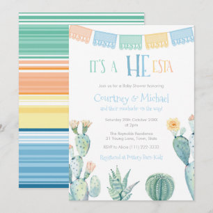 HE-esta Mexican Couples Baby Shower For Boy Invitation