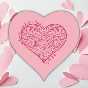 He First Loved Us 1 John 4:19 Red Heart Christian Sticker