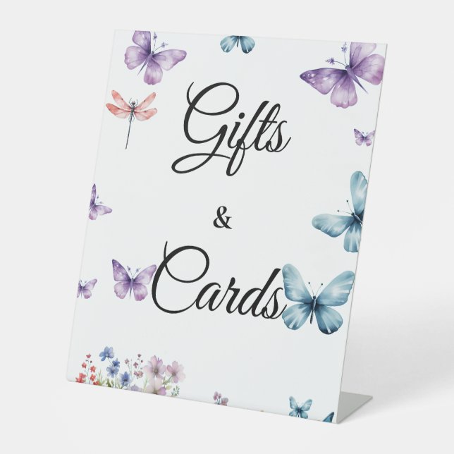 He gives butterflies Bridal Shower Gifts & Cards Pedestal Sign (Front)