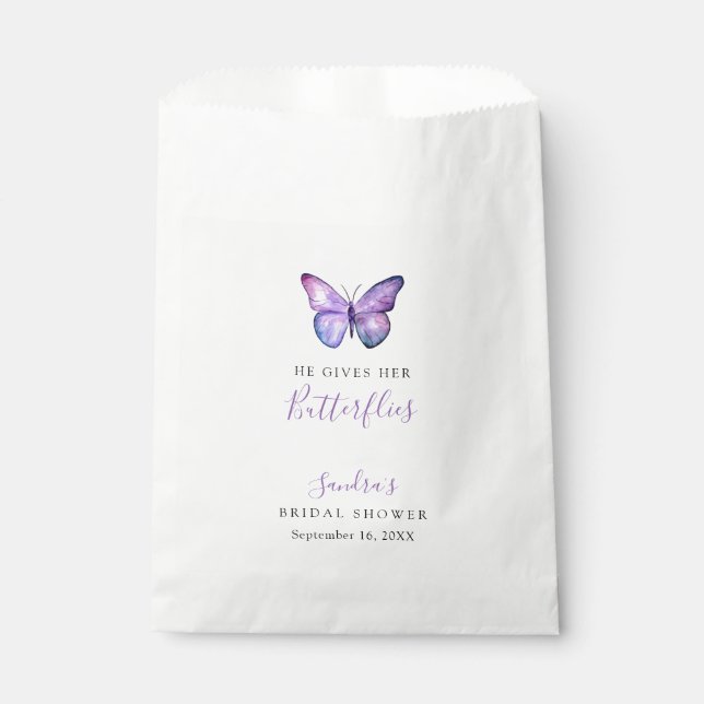 He Gives her Butterflies Bridal Shower Butterfly Favour Bag (Front)