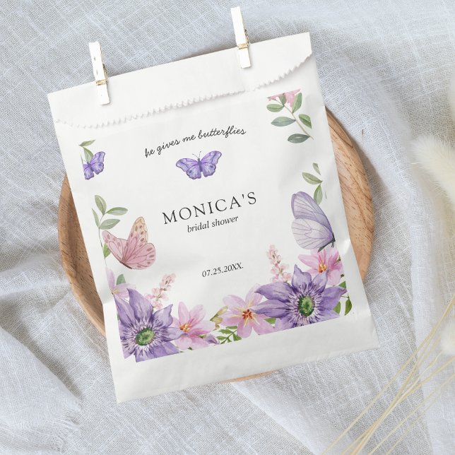 He gives her butterflies Bridal Shower Elegant Favour Bag (He gives her butterflies favor bags)