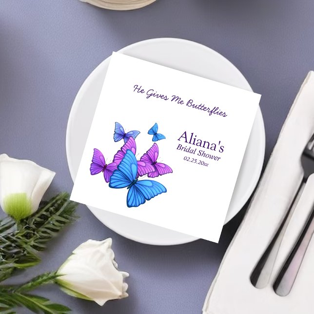 He gives her butterflies Bridal Shower Elegant  Napkin (Creator Uploaded)
