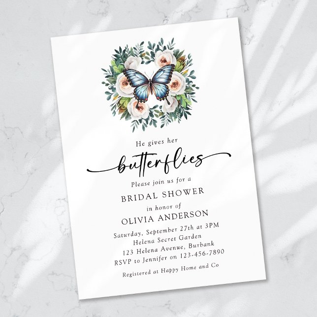 He Gives Her Butterflies Bridal Shower Invitation (Creator Uploaded)